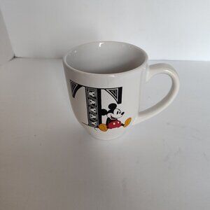 Disney White Mickey Mouse Initial T Mug